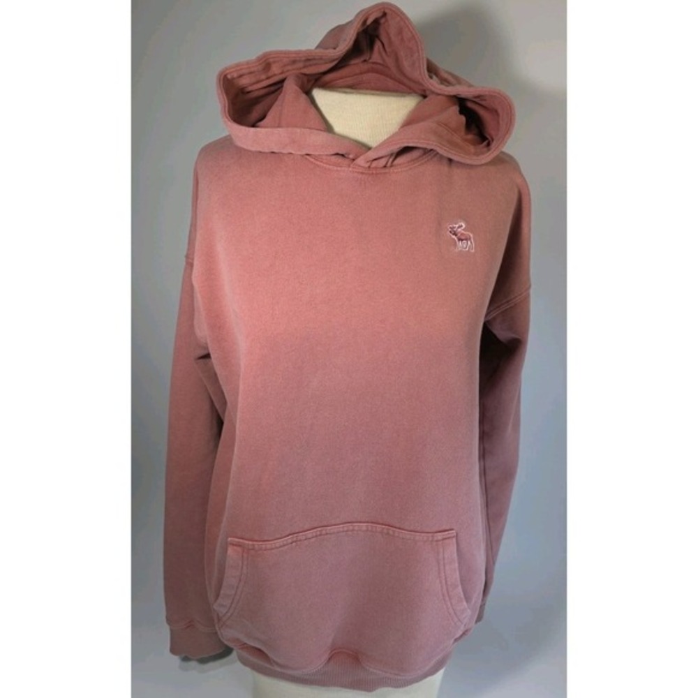 Abercrombie Kids Essentials Dusty Rose Hoodie Moose Logo Pullover‎ Size 15/16